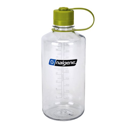 Nalgene-Narrow-Mouth-1-Qt-Clear-with-Green-Lid-0