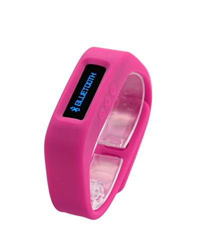 AGPtek-Bluetooth-Smart-Sports-Pedometer-Bracelet-Soft-Comfortable-Silicone-Wrist-Band-Android-APP-Sync-Magenta-0