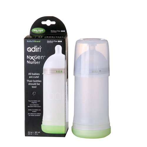 Adiri-NxGen-Stage-2-Nurser-Medium-Flow-Baby-Bottle-White-6-9-Months-0