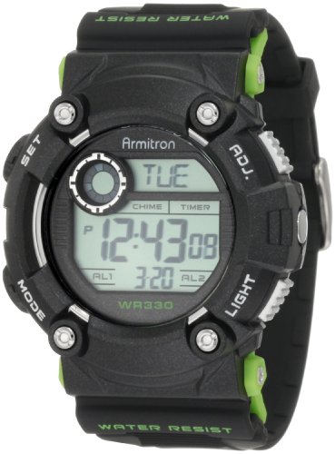 Armitron-Sport-Mens-408229LGN-Black-and-Green-Accented-Chronograph-Digital-Watch-0