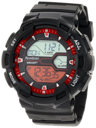 Armitron-Sport-Mens-408246RED-Oversized-Black-Two-Zone-Red-Dial-Digital-World-Time-Watch-0
