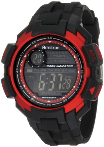 Armitron-Sport-Mens-408258RED-Chronograph-Black-Resin-Red-Accented-Digital-Watch-0