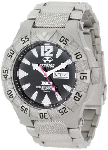 REACTOR-Mens-52001-Gamma-Never-Dark-Black-Dial-Titanium-Bracelet-Watch-0