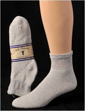 Womens-Comfortable-Short-Sole-Pleaser-Diabetic-Socks-Gray-3-packSize9-11-0