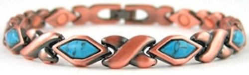 Womens-Link-Copper-Magnetic-Bracelet-Turquoise-Stones-Varese-75-inches-0