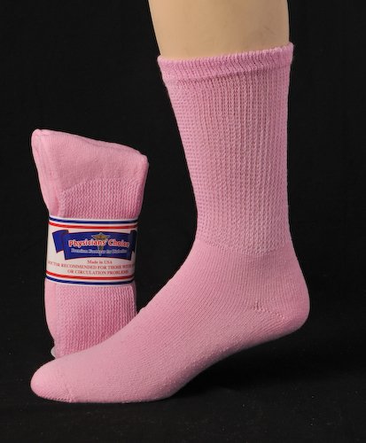 Womens-Pink-Socks-12-Pair-Diabetic-Crew-Style-Physicians-Choice-Quality-0